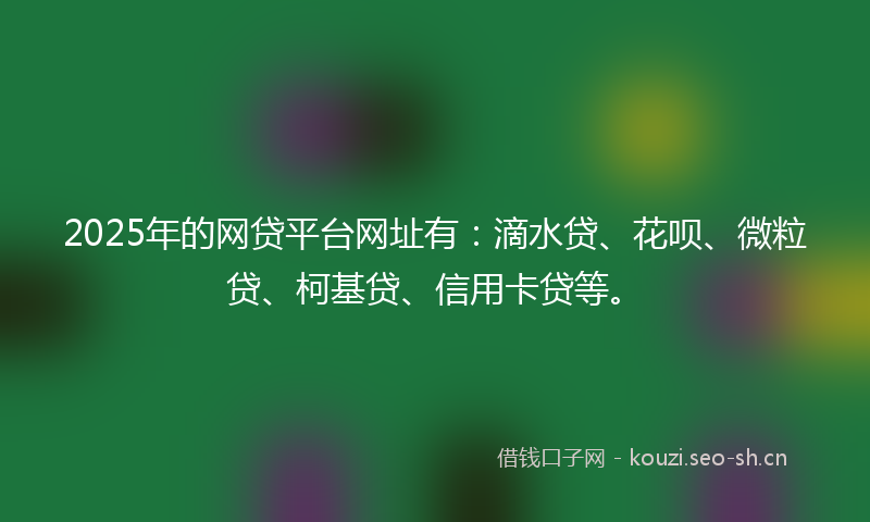 2025年的网贷平台网址有：滴水贷、花呗、微粒贷、柯基贷、信用卡贷等。