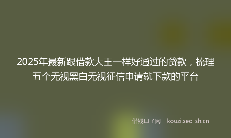 2025年最新跟借款大王一样好通过的贷款，梳理五个无视黑白无视征信申请就下款的平台