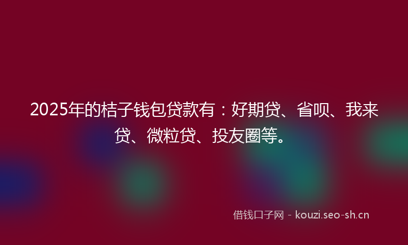 2025年的桔子钱包贷款有：好期贷、省呗、我来贷、微粒贷、投友圈等。