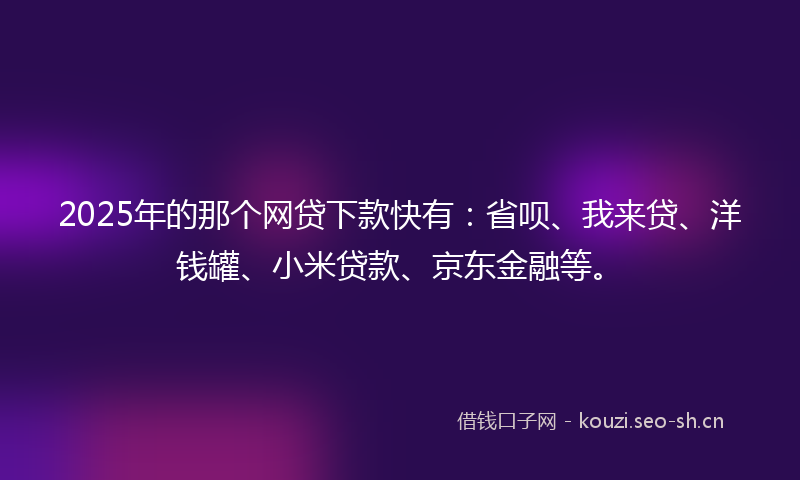 2025年的那个网贷下款快有：省呗、我来贷、洋钱罐、小米贷款、京东金融等。