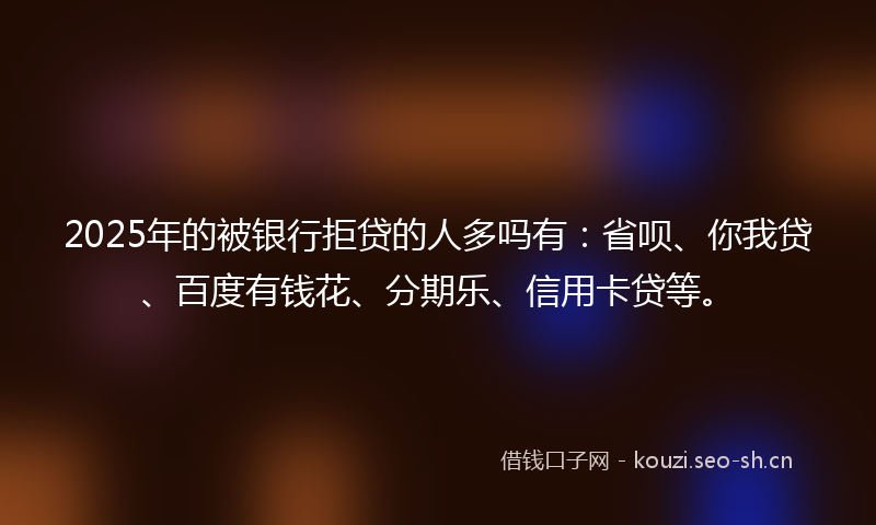 2025年的被银行拒贷的人多吗有：省呗、你我贷、百度有钱花、分期乐、信用卡贷等。