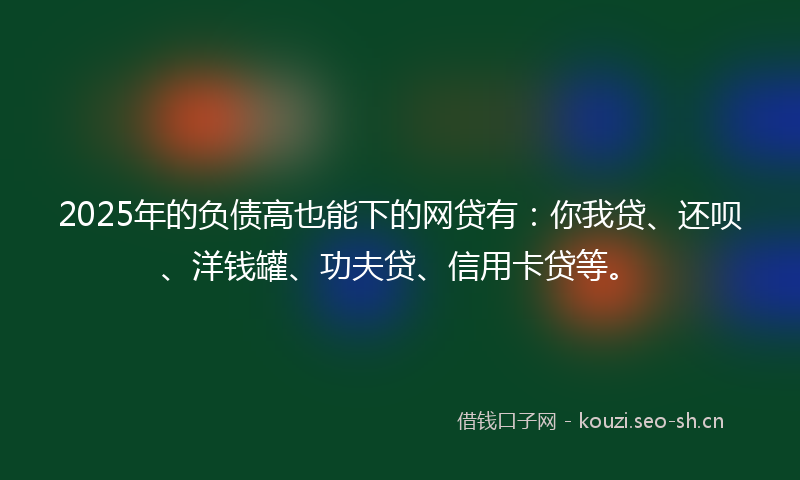 2025年的负债高也能下的网贷有：你我贷、还呗、洋钱罐、功夫贷、信用卡贷等。