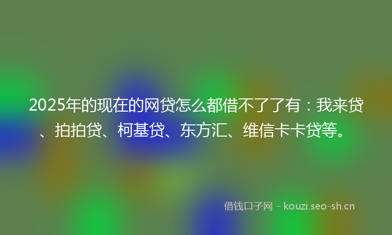 2025年的现在的网贷怎么都借不了了有：我来贷、拍拍贷、柯基贷、东方汇、维信卡卡贷等。