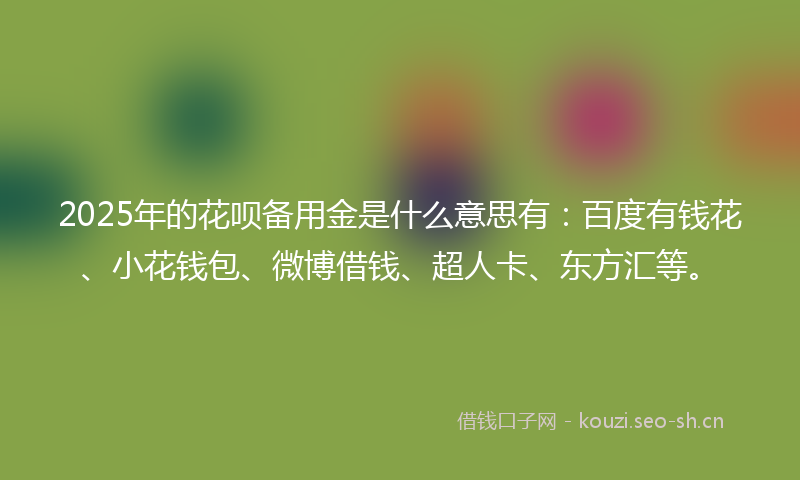 2025年的花呗备用金是什么意思有：百度有钱花、小花钱包、微博借钱、超人卡、东方汇等。