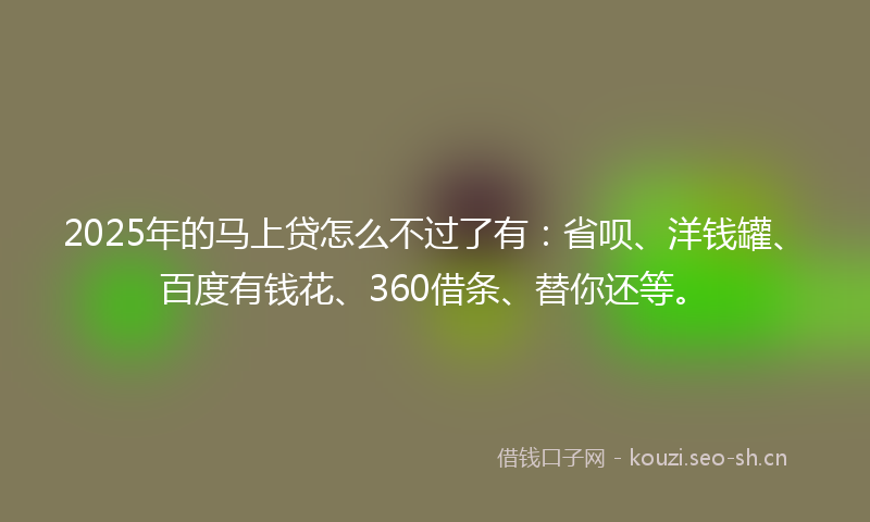 2025年的马上贷怎么不过了有：省呗、洋钱罐、百度有钱花、360借条、替你还等。