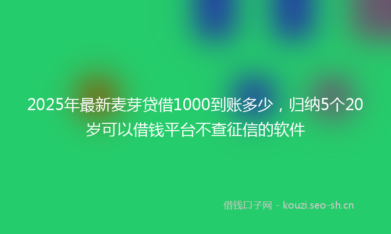 2025年最新麦芽贷借1000到账多少，归纳5个20岁可以借钱平台不查征信的软件