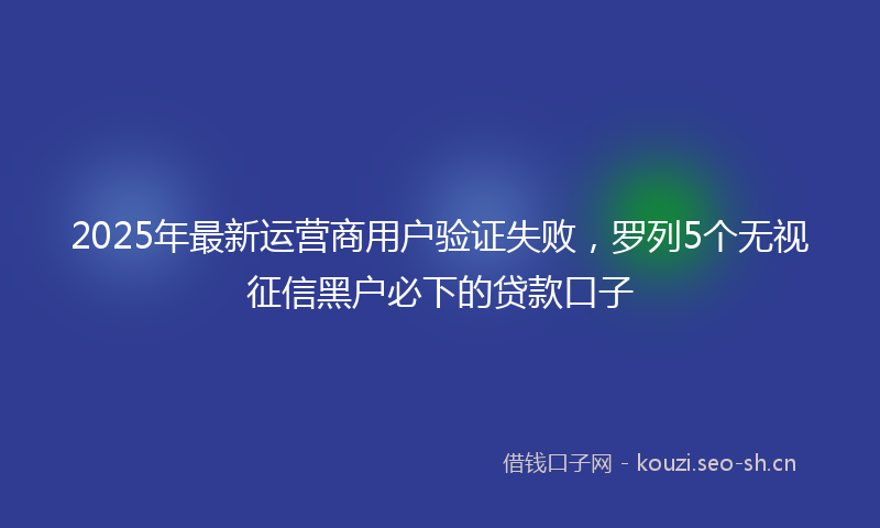 2025年最新运营商用户验证失败，罗列5个无视征信黑户必下的贷款口子