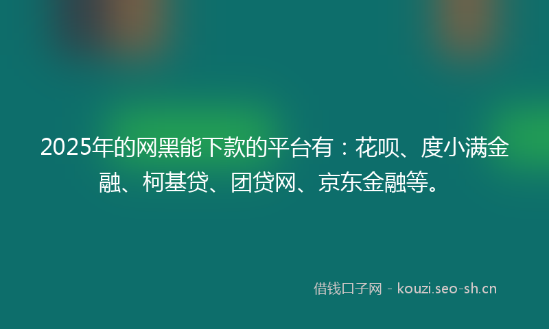 2025年的网黑能下款的平台有：花呗、度小满金融、柯基贷、团贷网、京东金融等。