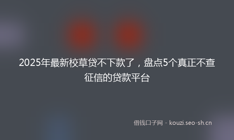 2025年最新校草贷不下款了，盘点5个真正不查征信的贷款平台