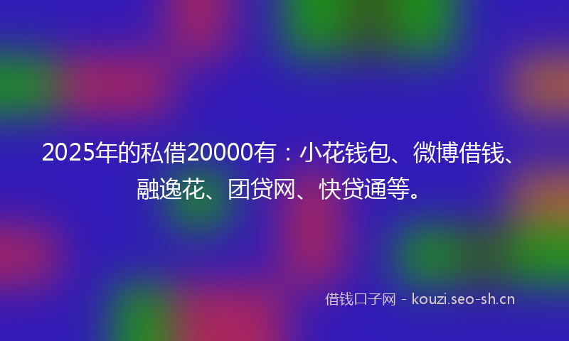 2025年的私借20000有：小花钱包、微博借钱、融逸花、团贷网、快贷通等。