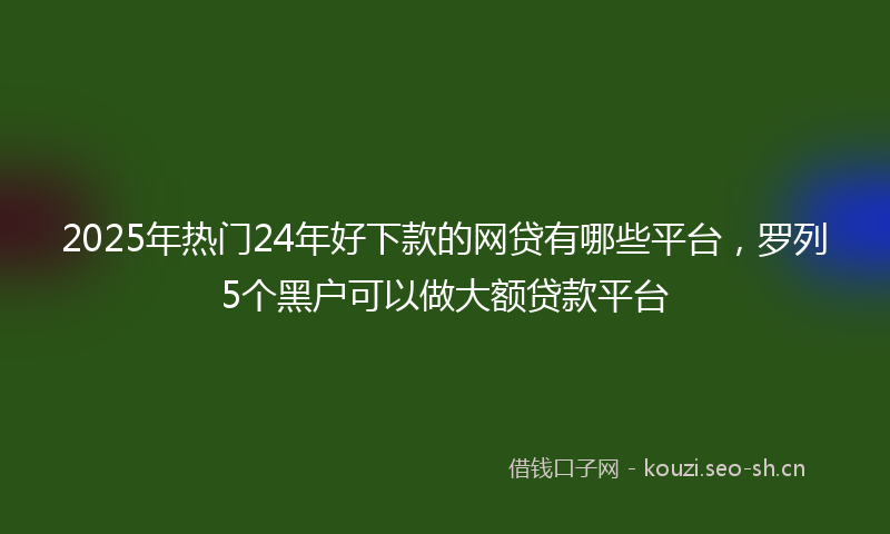 2025年热门24年好下款的网贷有哪些平台，罗列5个黑户可以做大额贷款平台