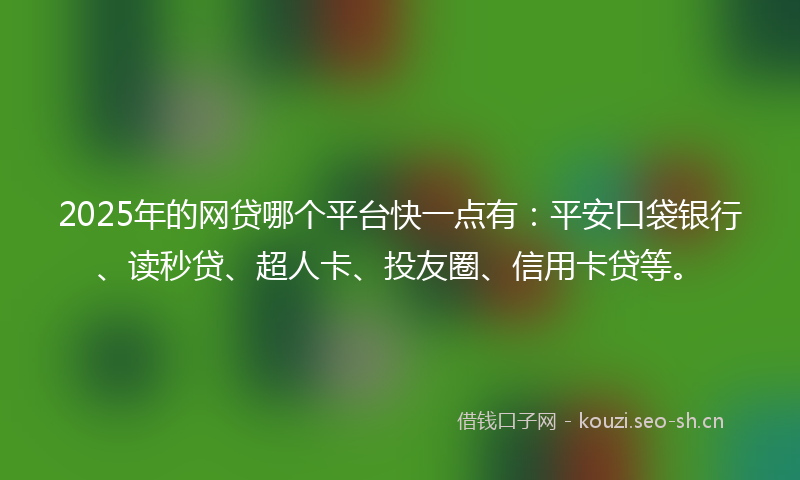 2025年的网贷哪个平台快一点有：平安口袋银行、读秒贷、超人卡、投友圈、信用卡贷等。