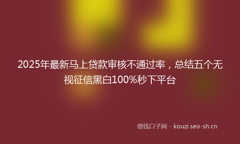 2025年最新马上贷款审核不通过率，总结五个无视征信黑白100%秒下平台