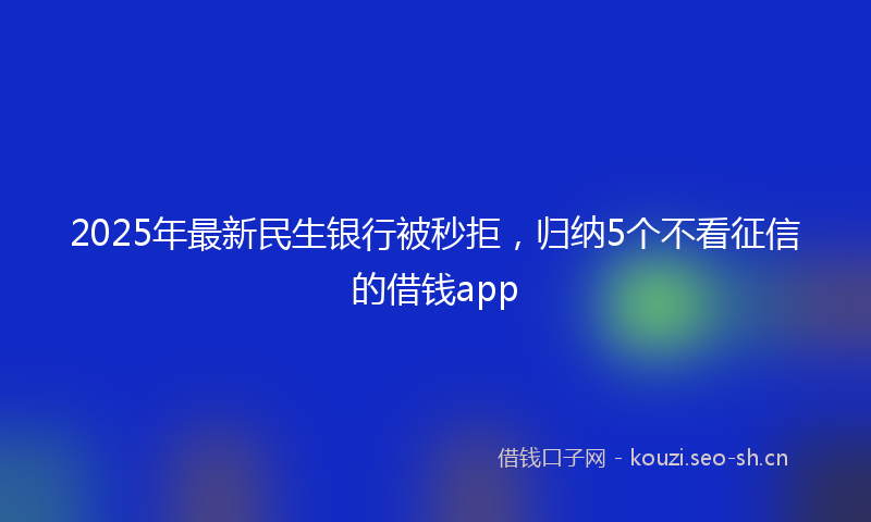 2025年最新民生银行被秒拒，归纳5个不看征信的借钱app