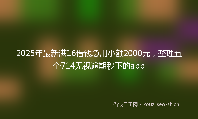 2025年最新满16借钱急用小额2000元，整理五个714无视逾期秒下的app