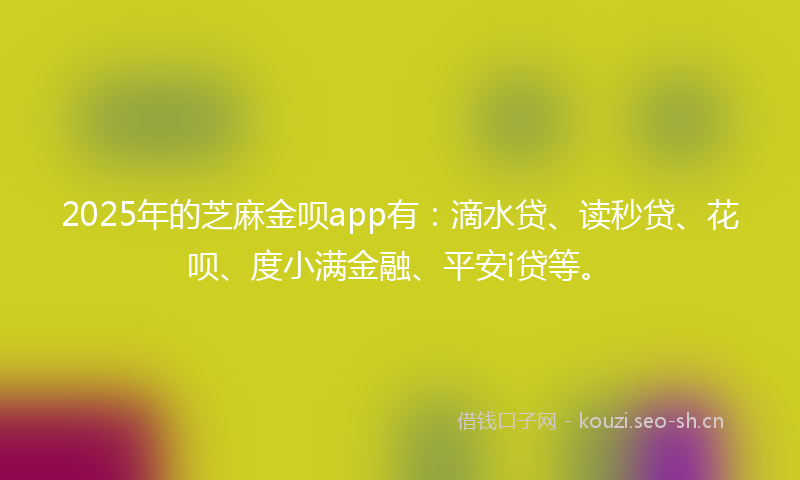 2025年的芝麻金呗app有：滴水贷、读秒贷、花呗、度小满金融、平安i贷等。
