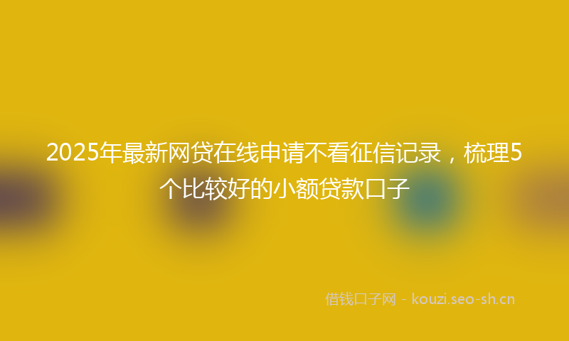 2025年最新网贷在线申请不看征信记录，梳理5个比较好的小额贷款口子