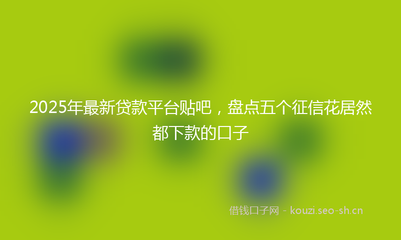2025年最新贷款平台贴吧，盘点五个征信花居然都下款的口子