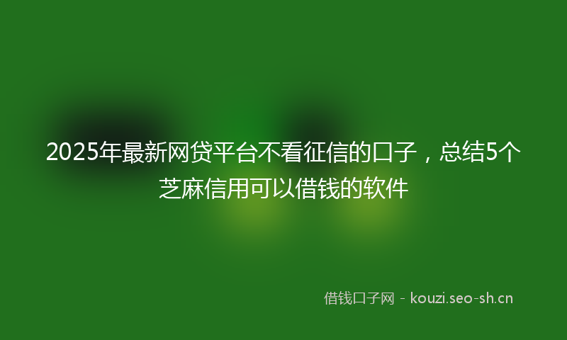 2025年最新网贷平台不看征信的口子，总结5个芝麻信用可以借钱的软件