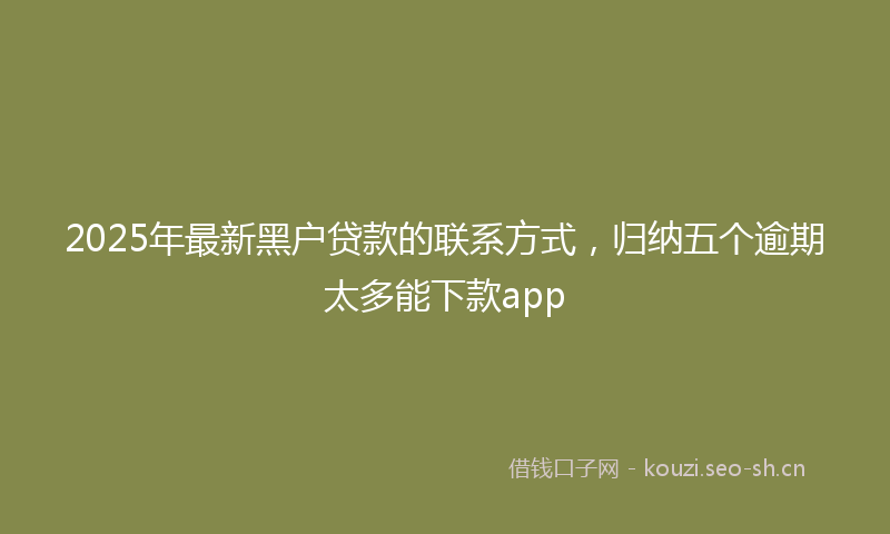 2025年最新黑户贷款的联系方式，归纳五个逾期太多能下款app