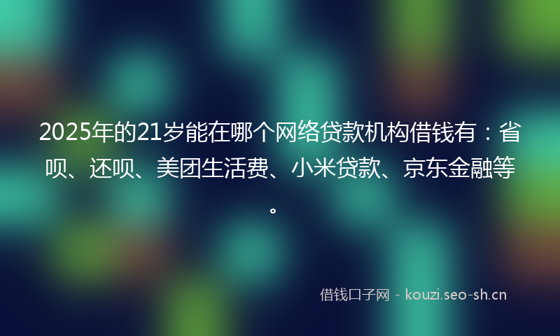 2025年的21岁能在哪个网络贷款机构借钱有：省呗、还呗、美团生活费、小米贷款、京东金融等。