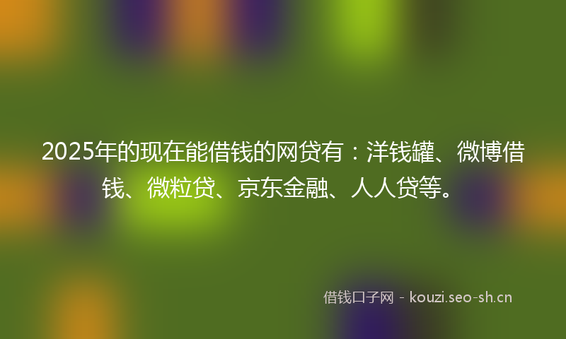 2025年的现在能借钱的网贷有：洋钱罐、微博借钱、微粒贷、京东金融、人人贷等。