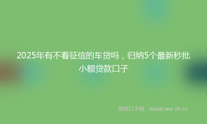 2025年有不看征信的车贷吗，归纳5个最新秒批小额贷款口子