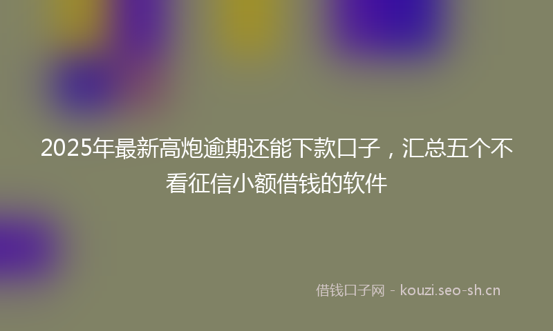 2025年最新高炮逾期还能下款口子，汇总五个不看征信小额借钱的软件