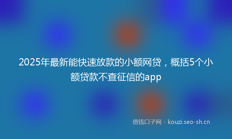 2025年最新能快速放款的小额网贷，概括5个小额贷款不查征信的app