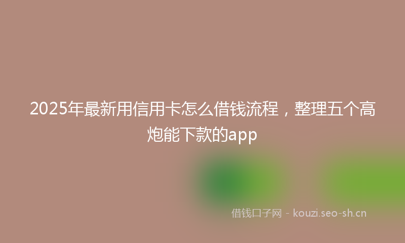 2025年最新用信用卡怎么借钱流程，整理五个高炮能下款的app