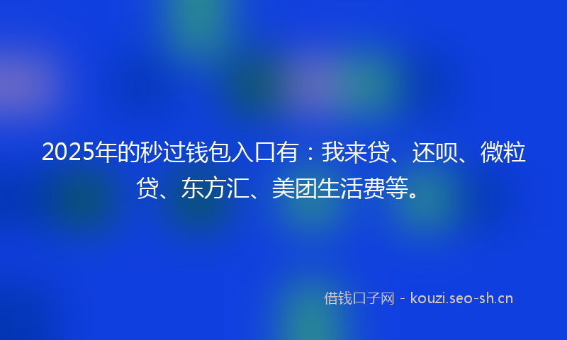 2025年的秒过钱包入口有：我来贷、还呗、微粒贷、东方汇、美团生活费等。