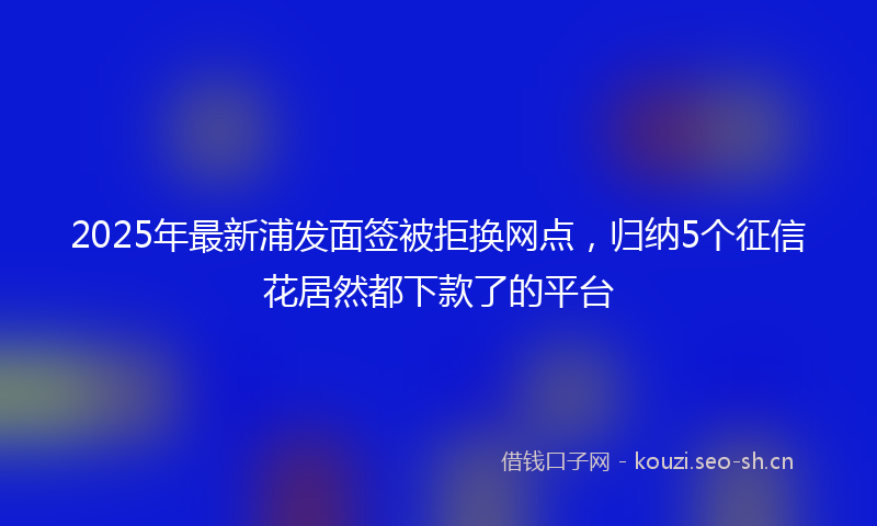 2025年最新浦发面签被拒换网点，归纳5个征信花居然都下款了的平台