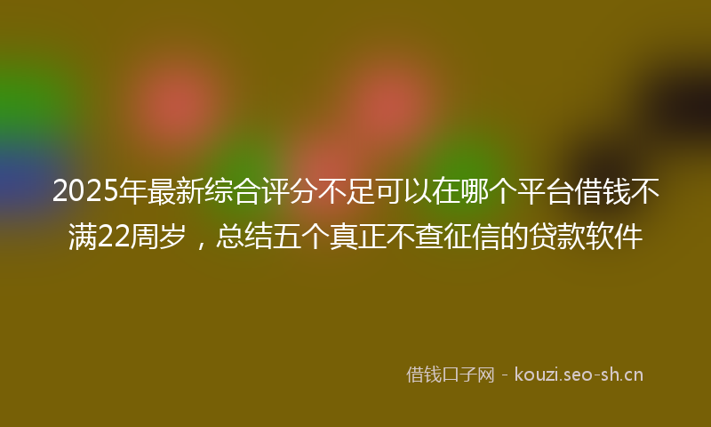 2025年最新综合评分不足可以在哪个平台借钱不满22周岁，总结五个真正不查征信的贷款软件