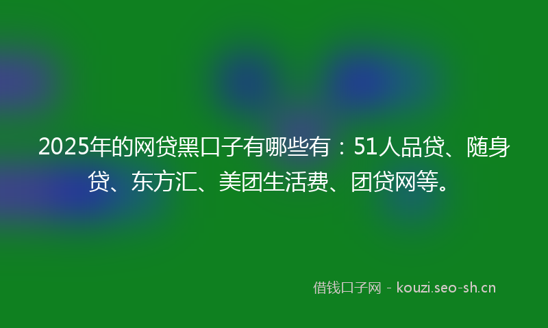 2025年的网贷黑口子有哪些有:51人品贷、随身贷、东方汇、美团生活费、团贷网等。
