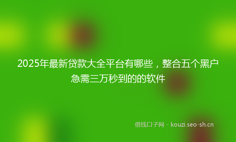 2025年最新贷款大全平台有哪些，整合五个黑户急需三万秒到的的软件