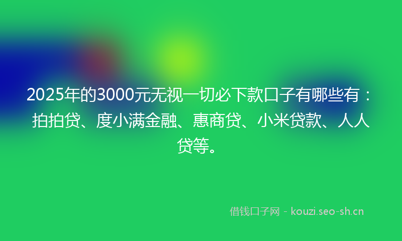 2025年的3000元无视一切必下款口子有哪些有：拍拍贷、度小满金融、惠商贷、小米贷款、人人贷等。