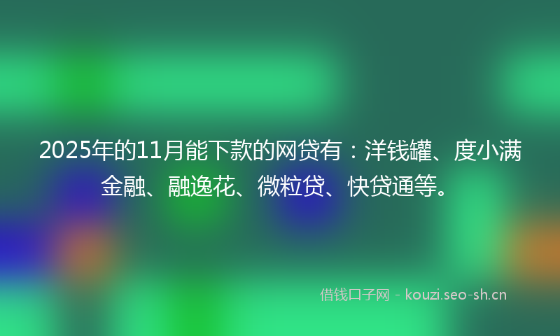 2025年的11月能下款的网贷有：洋钱罐、度小满金融、融逸花、微粒贷、快贷通等。