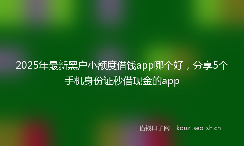 2025年最新黑户小额度借钱app哪个好，分享5个手机身份证秒借现金的app