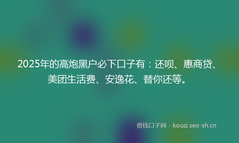 2025年的高炮黑户必下口子有：还呗、惠商贷、美团生活费、安逸花、替你还等。