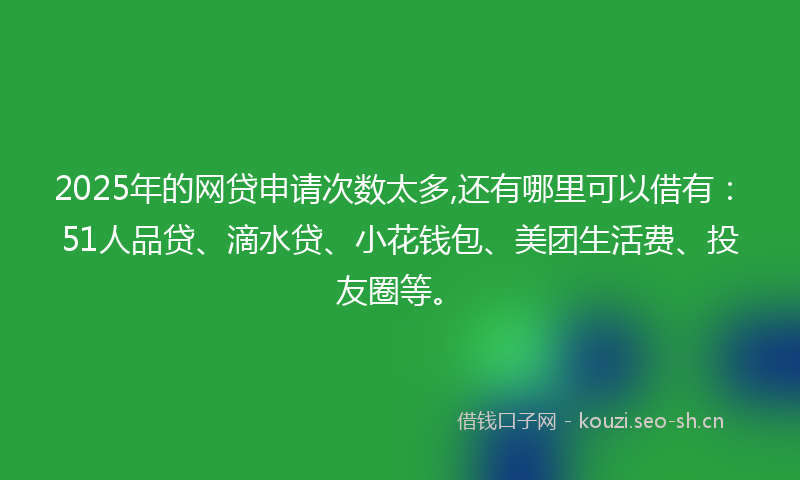 2025年的网贷申请次数太多,还有哪里可以借有：51人品贷、滴水贷、小花钱包、美团生活费、投友圈等。