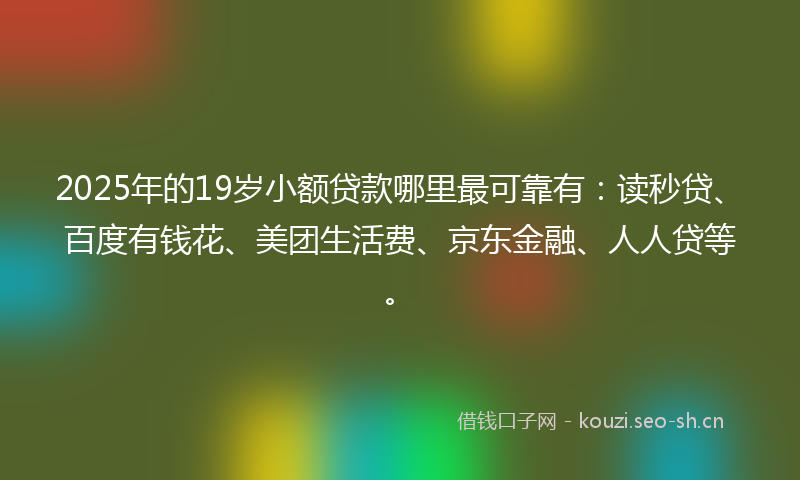 2025年的19岁小额贷款哪里最可靠有：读秒贷、百度有钱花、美团生活费、京东金融、人人贷等。