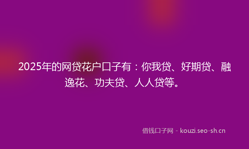 2025年的网贷花户口子有：你我贷、好期贷、融逸花、功夫贷、人人贷等。