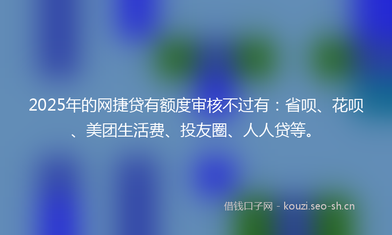2025年的网捷贷有额度审核不过有：省呗、花呗、美团生活费、投友圈、人人贷等。