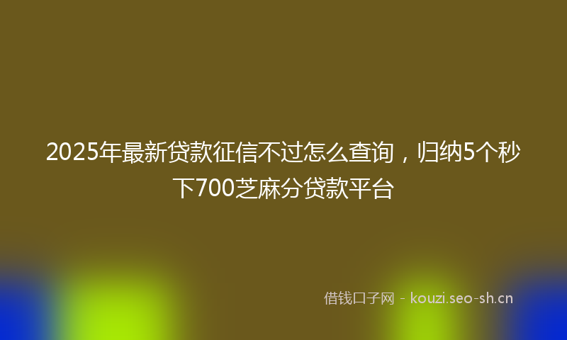2025年最新贷款征信不过怎么查询，归纳5个秒下700芝麻分贷款平台