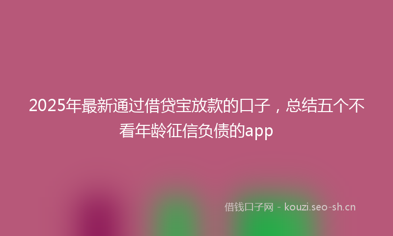 2025年最新通过借贷宝放款的口子，总结五个不看年龄征信负债的app