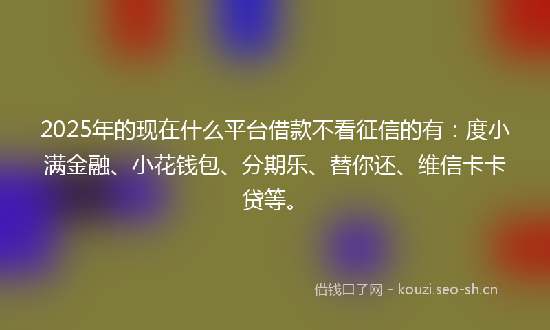 2025年的现在什么平台借款不看征信的有：度小满金融、小花钱包、分期乐、替你还、维信卡卡贷等。