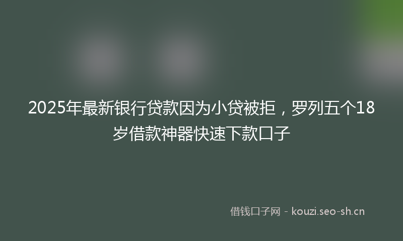 2025年最新银行贷款因为小贷被拒，罗列五个18岁借款神器快速下款口子