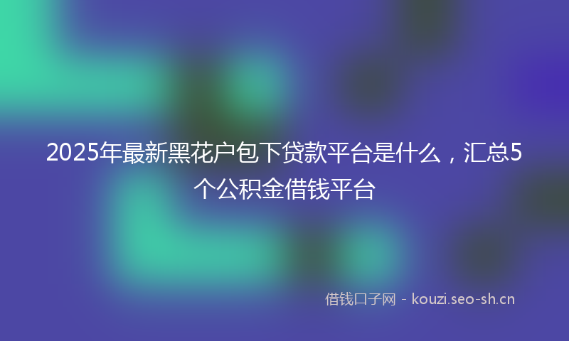 2025年最新黑花户包下贷款平台是什么，汇总5个公积金借钱平台