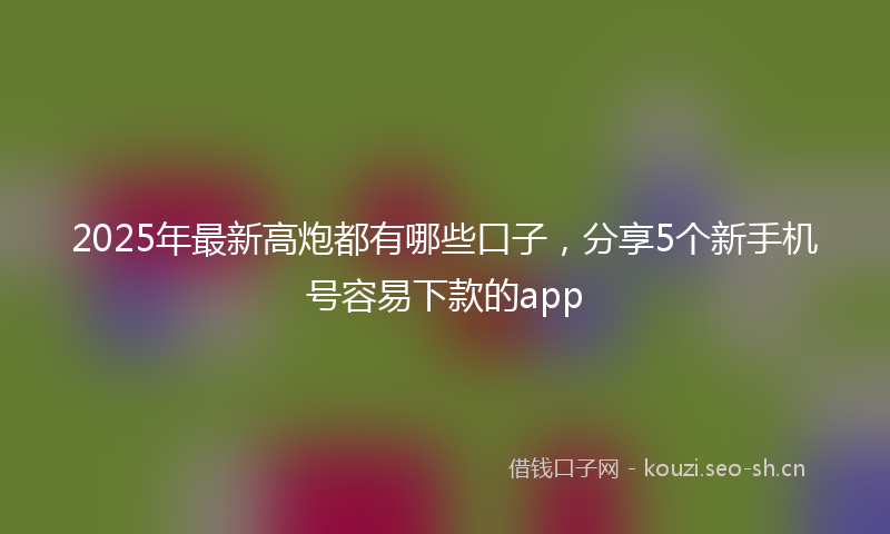 2025年最新高炮都有哪些口子，分享5个新手机号容易下款的app