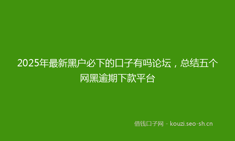 2025年最新黑户必下的口子有吗论坛，总结五个网黑逾期下款平台